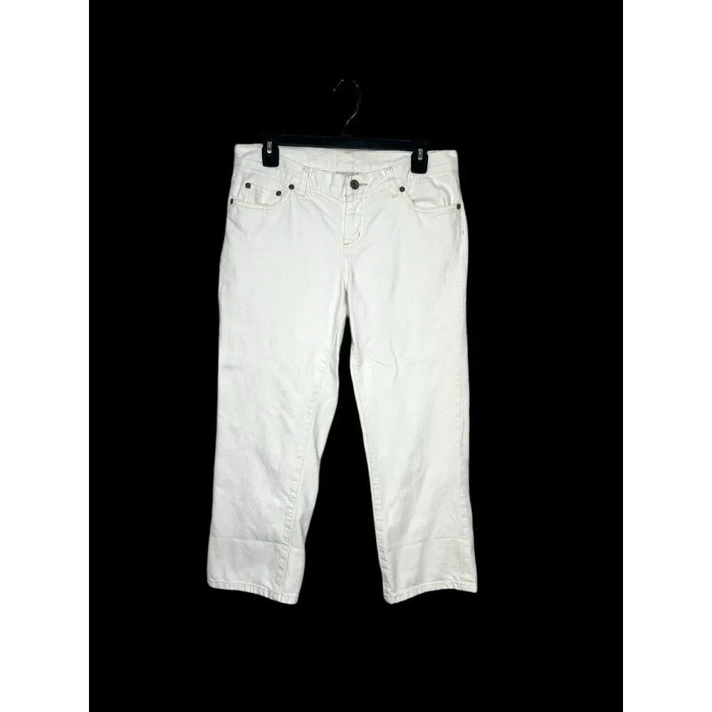 Columbia Straight Leg Cropped Jeans Women’s Sz 6 Ivory Winter White EUC Cuffed